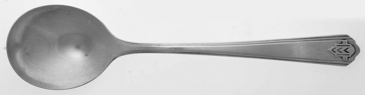 Chevron (Silverplate, 1930) Round Bowl Soup Spoon (Gumbo) by Oneida Silver-1
