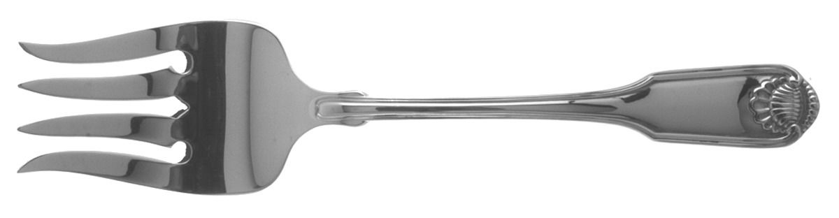 Classic Shell (Stainless) Medium Solid Cold Meat Serving Fork by Oneida Silver-1