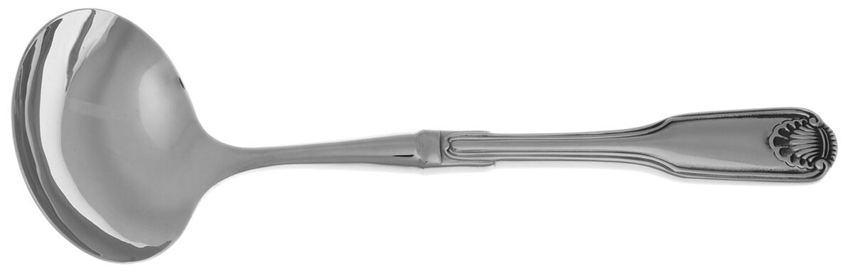 Classic Shell (Stainless) Gravy Ladle with No Spout Stainless Bowl HC by Oneida Silver-1