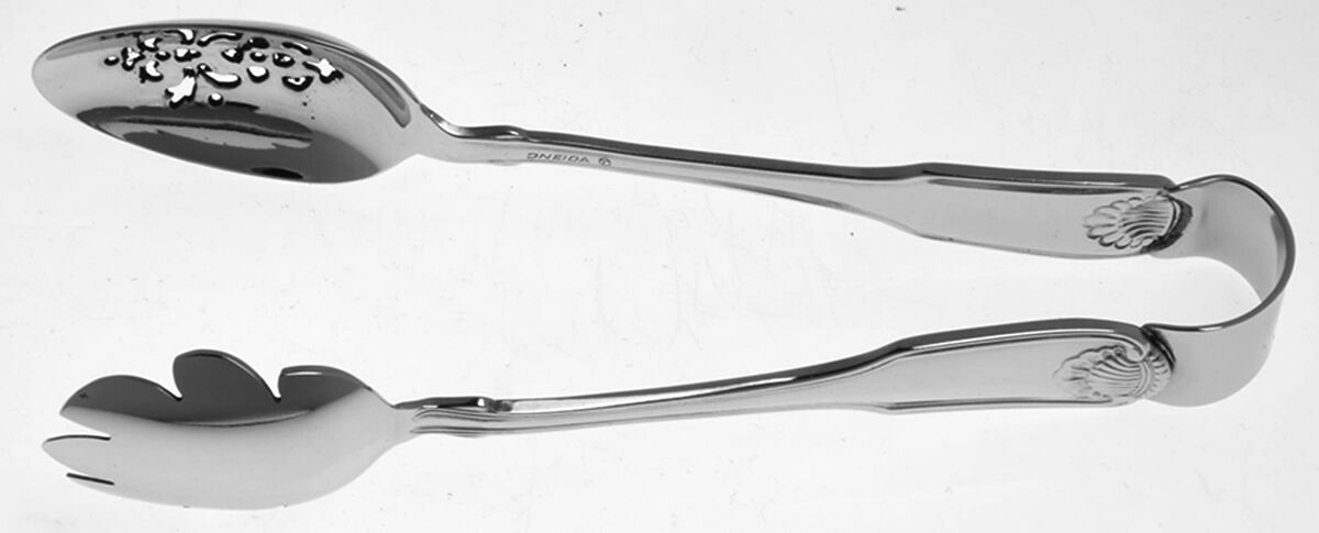 Classic Shell (Stainless) Ice Serving Tongs Large HC by Oneida Silver-1