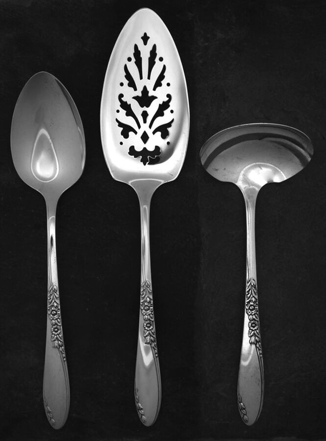 Country Lane (Silverplate, 1954) 3 Piece Completer Set by Oneida Silver-1
