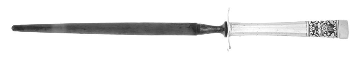 Coronation (Silverplate, 1936, No Mono) Large Roast Knife Sharpener wSteel Rod by Oneida Silver-1