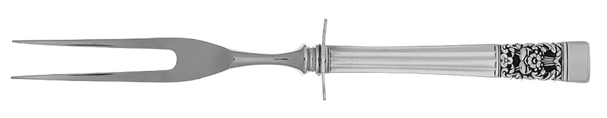 Coronation (Silverplate, 1936, No Mono) Small Steak Carving Fork with Stainless Prongs by Oneida Silver-1