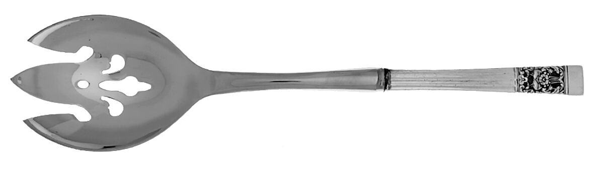 Coronation (Silverplate, 1936, No Mono) Salad Serving Fork with Stainless Prongs HC by Oneida Silver-1
