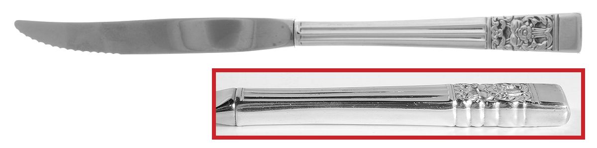Coronation (Silverplate, 1936, No Mono) Individual Steak Knife Hollow Handle Serrate Blade by Oneida Silver-1