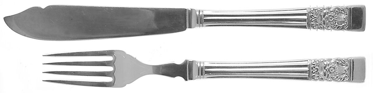 Coronation (Silverplate, 1936, No Mono) (2 Pc) Fish Set Silverplate Blade Hollow Handle by Oneida Silver-1