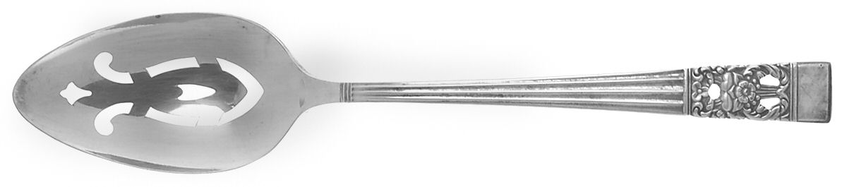 Coronation (Silverplate, 1936, No Mono) Pierced Tablespoon (Serving Spoon) by Oneida Silver-1