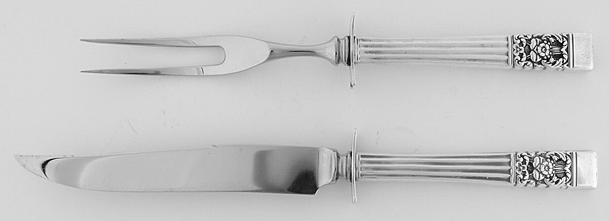 Coronation (Silverplate, 1936, No Mono) Small 2-Piece Steak Carving Set w/Stainless Blade by Oneida Silver-1