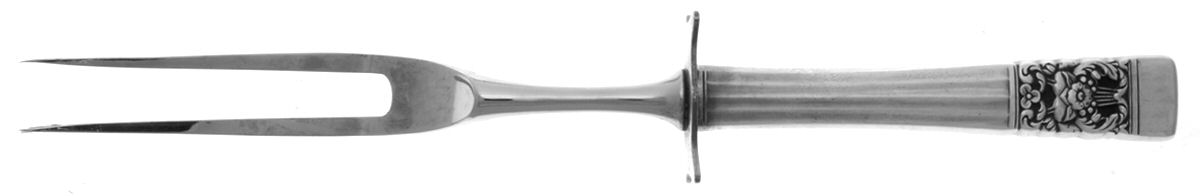 Coronation (Silverplate, 1936, No Mono) Small Steak Carving Fork with Stainless Prongs by Oneida Silver-1