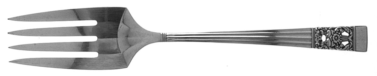 Coronation (Silverplate, 1936, No Mono) Medium Solid Cold Meat Serving Fork by Oneida Silver-1