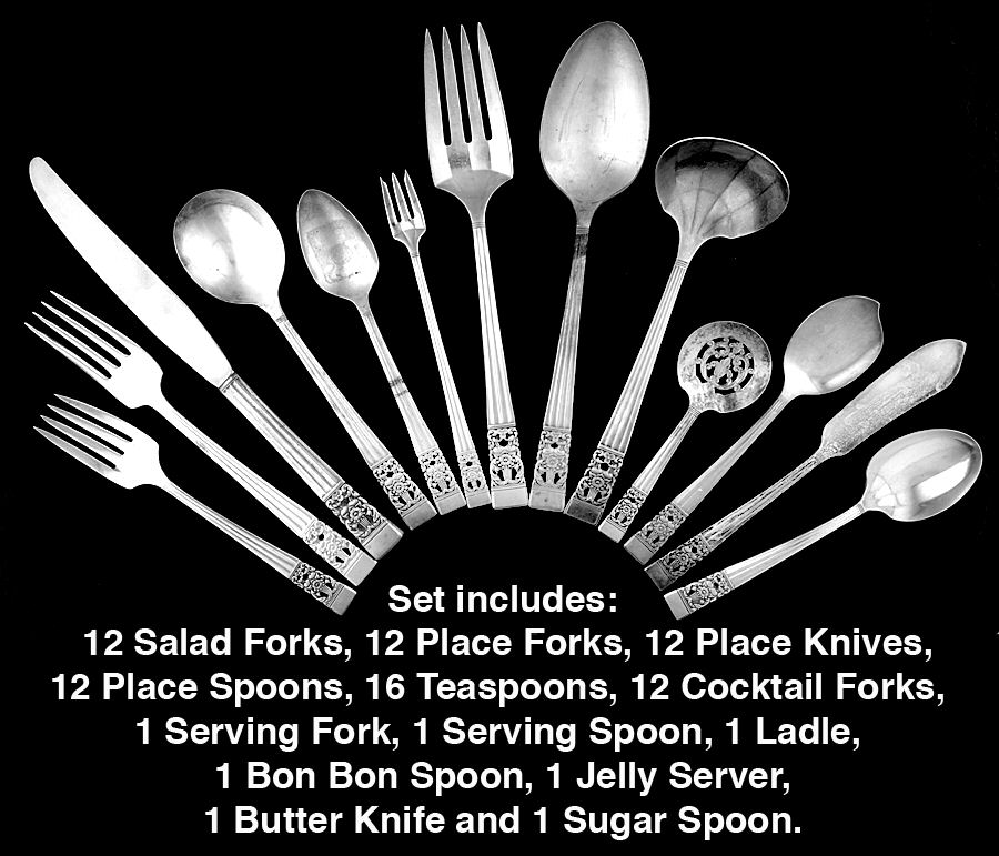 Coronation (Silverplate, 1936, No Mono) 83 Piece Set by Oneida Silver-1