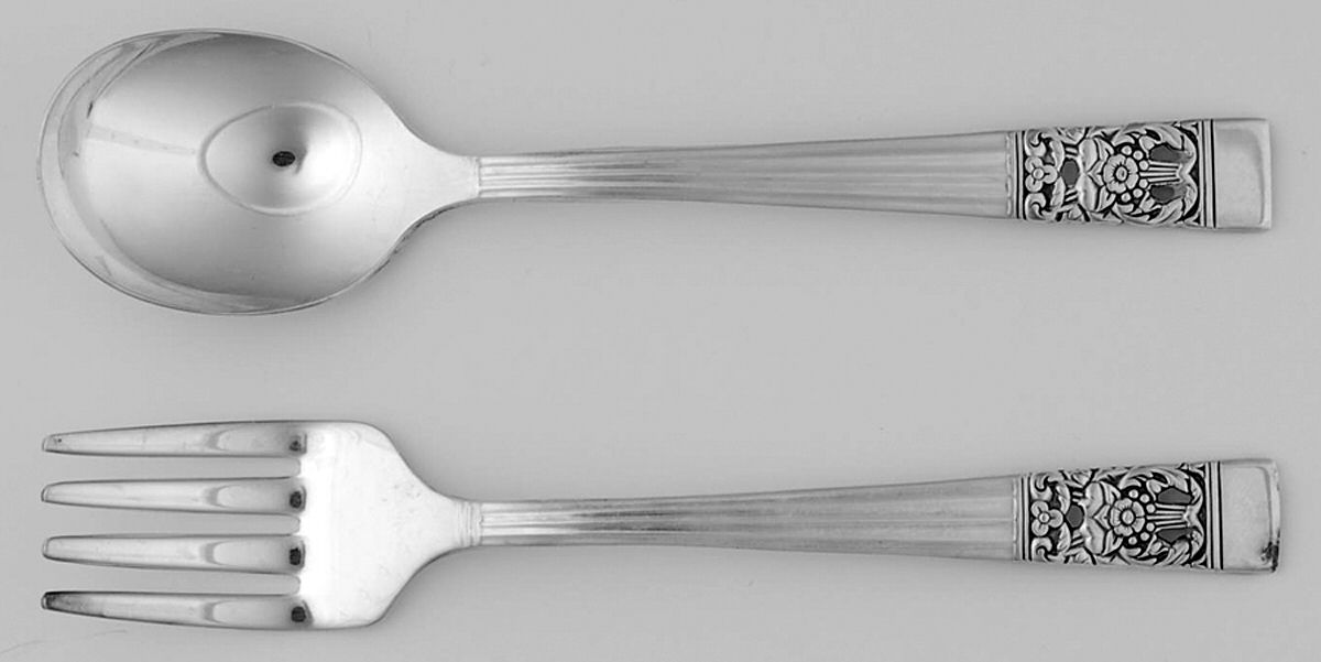 Coronation (Silverplate, 1936, No Mono) Small 2 Piece Baby Set (Fork, Spoon) by Oneida Silver-1