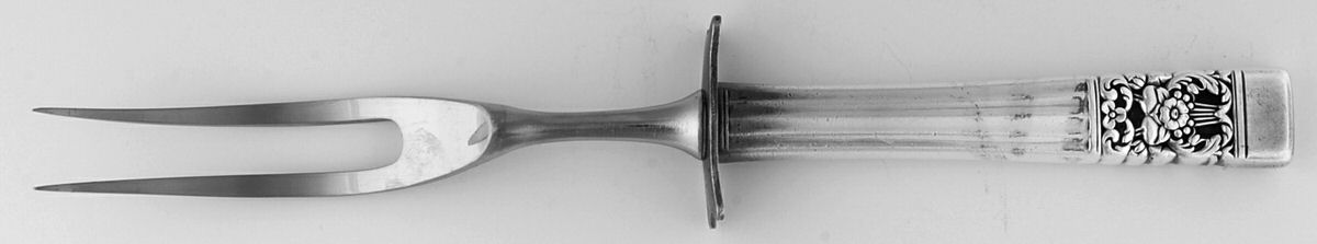 Coronation (Silverplate, 1936, No Mono) Small Steak Carving Fork with Stainless Prongs by Oneida Silver-1
