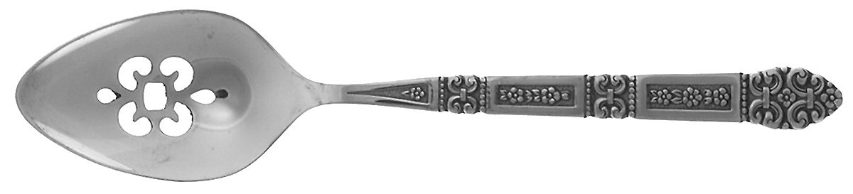 Coronation (Stainless, Black Accent) Pierced Tablespoon (Serving Spoon) by Oneida Silver-1