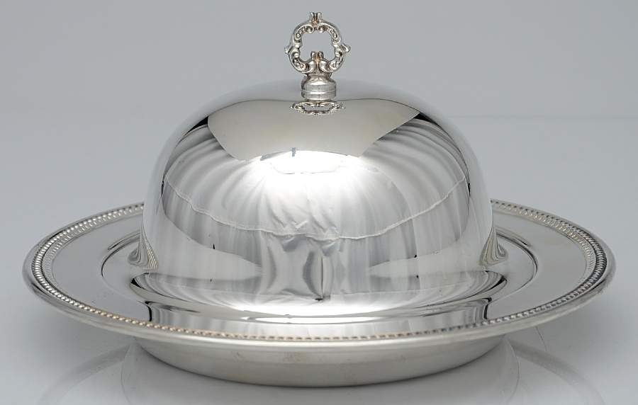 Colonial Suite (Silverplate, Hollowware) Round Covered Butter with Glass Liner by Oneida Silver-1