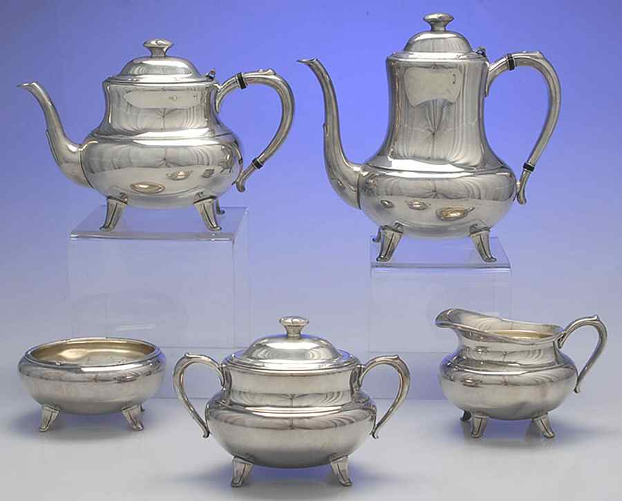 Croydon (Silverplate, Hollowware) 5-Piece Plated Tea Set (with Waste) by Oneida Silver-1