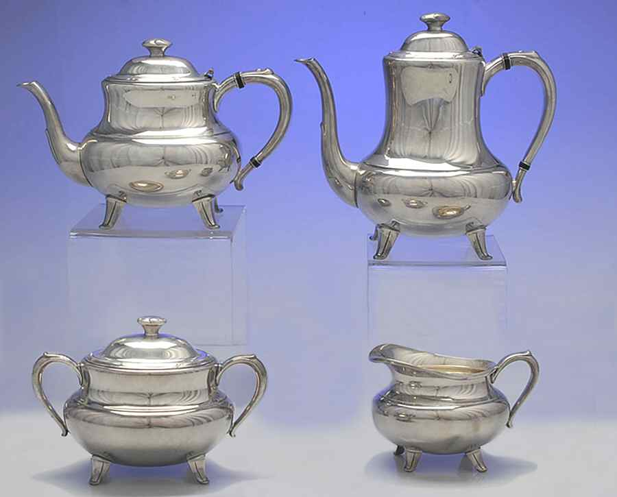 Croydon (Silverplate, Hollowware) (4 Piece) Silverplate Tea Set by Oneida Silver-1
