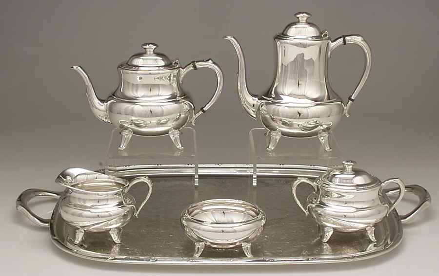 Croydon (Silverplate, Hollowware) 6-Piece Plated Tea Set (Waste & Tray) by Oneida Silver-1