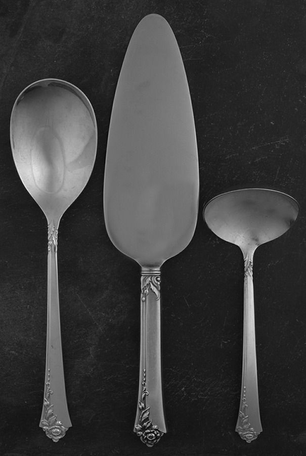 Damask Rose (Sterling, 1946, No Monograms) 3 Piece Completer Set by Oneida Silver-1