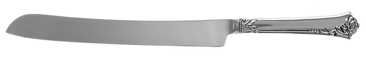 Damask Rose (Sterling, 1946, No Monograms) Wedding Cake Knife with Stainless Blade HC by Oneida Silver-1