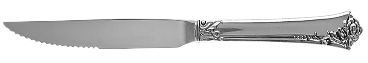 Damask Rose (Sterling, 1946, No Monograms) Steak Knife Individual Hollow, Serrate HC by Oneida Silver-1