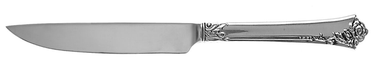 Damask Rose (Sterling, 1946, No Monograms) Steak Knife Individual Hollow, No Serrate HC by Oneida Silver-1