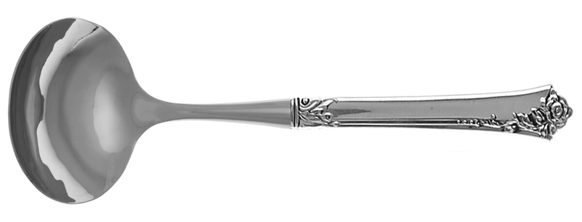 Damask Rose (Sterling, 1946, No Monograms) Gravy Ladle with No Spout Stainless Bowl HC by Oneida Silver-1