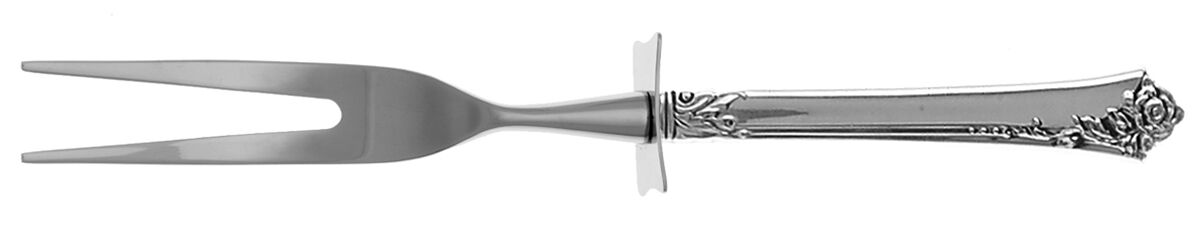 Damask Rose (Sterling, 1946, No Monograms) Carving Fork Small with Stainless Prongs HC by Oneida Silver-1