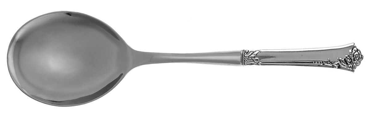 Damask Rose (Sterling, 1946, No Monograms) Casserole Spoon with Smooth Stainless Bowl HC by Oneida Silver-1