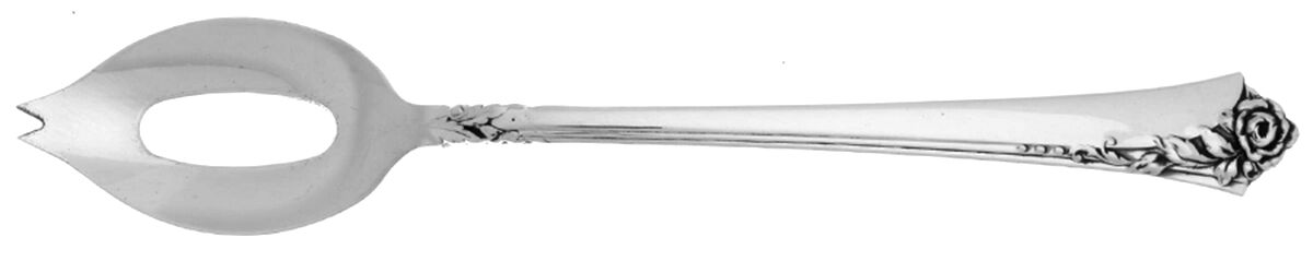 Damask Rose (Sterling, 1946, No Monograms) Olive Spoon Short with Pierced Bowl HC by Oneida Silver-1