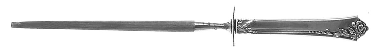 Damask Rose (Sterling, 1946, No Monograms) Small Steel Rod Sharpener Knife by Oneida Silver-1