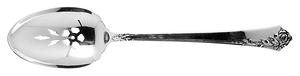 Damask Rose (Sterling, 1946, No Monograms) Pierced Tablespoon (Serving Spoon) by Oneida Silver-1