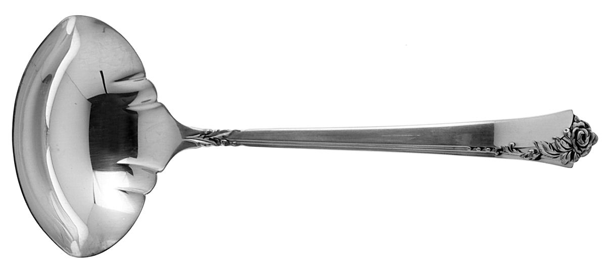 Damask Rose (Sterling, 1946, No Monograms) Solid Gravy Ladle by Oneida Silver-1