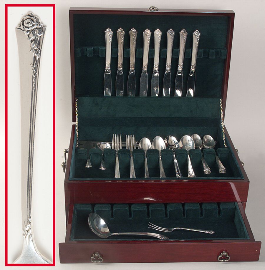 Damask Rose (Sterling, 1946, No Monograms) 52-Piece Set by Oneida Silver-1