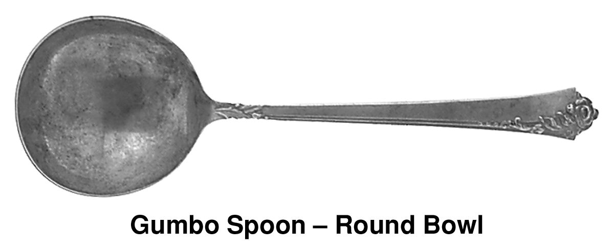 Damask Rose (Sterling, 1946, No Monograms) Round Bowl Soup Spoon (Gumbo) by Oneida Silver-1