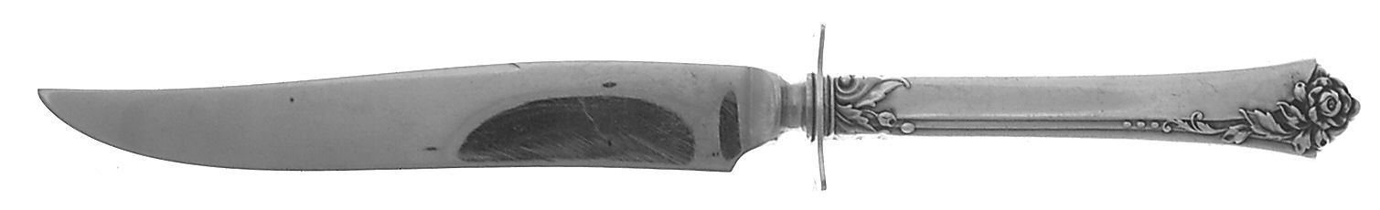 Damask Rose (Sterling, 1946, No Monograms) Small Carving Knife W/Sterling Guard by Oneida Silver-1