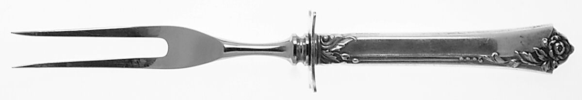 Damask Rose (Sterling, 1946, No Monograms) Small Carving Fork W/Sterling Guard by Oneida Silver-1