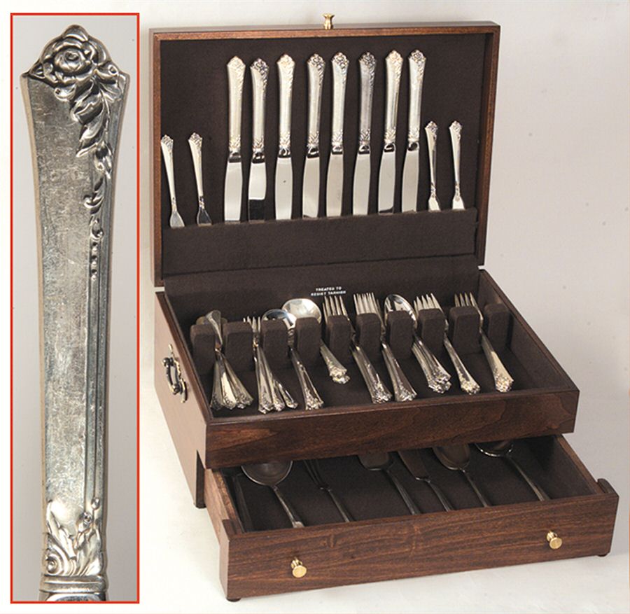 Damask Rose (Sterling, 1946, No Monograms) 63 Piece Set by Oneida Silver-1