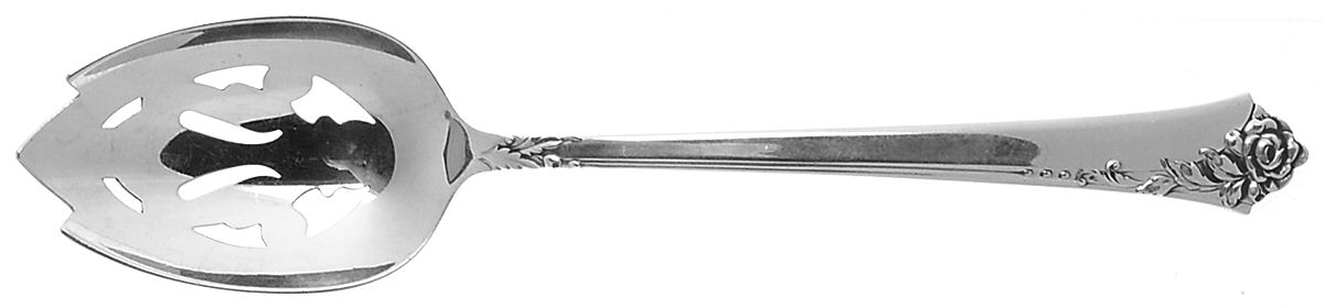 Damask Rose (Sterling, 1946, No Monograms) Pierced Tablespoon (Serving Spoon) by Oneida Silver-1