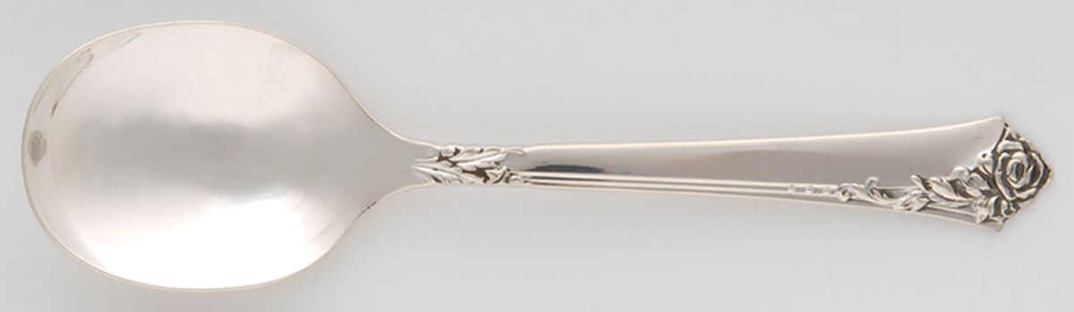 Damask Rose (Sterling, 1946, No Monograms) Straight Handle Baby Spoon by Oneida Silver-1