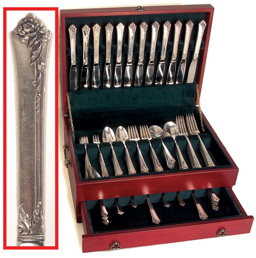 Damask Rose (Sterling, 1946, No Monograms) 91 Piece Set by Oneida Silver-1