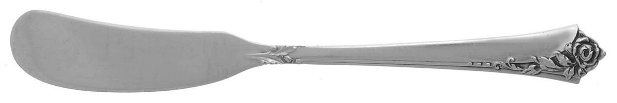 Damask Rose (Sterling, 1946, No Monograms) Flat Handle Butter Spreader by Oneida Silver-1