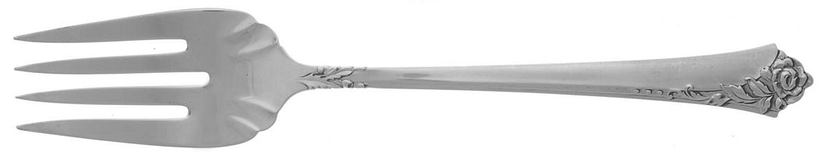 Damask Rose (Sterling, 1946, No Monograms) Medium Solid Cold Meat Serving Fork by Oneida Silver-1