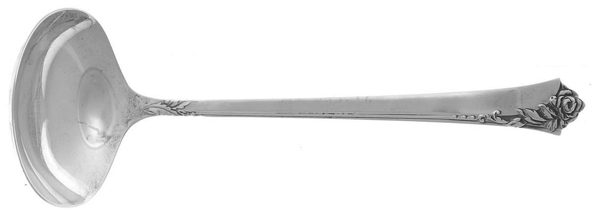 Damask Rose (Sterling, 1946, No Monograms) Solid Piece Cream Ladle by Oneida Silver-1