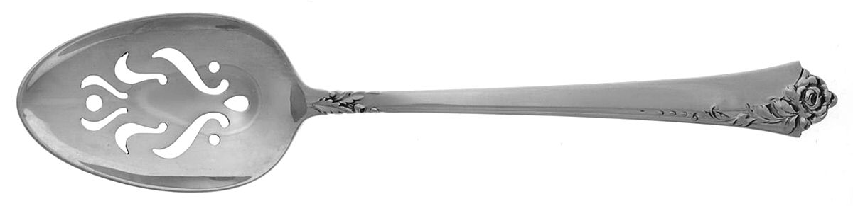 Damask Rose (Sterling, 1946, No Monograms) Pierced Tablespoon (Serving Spoon) CM by Oneida Silver-1