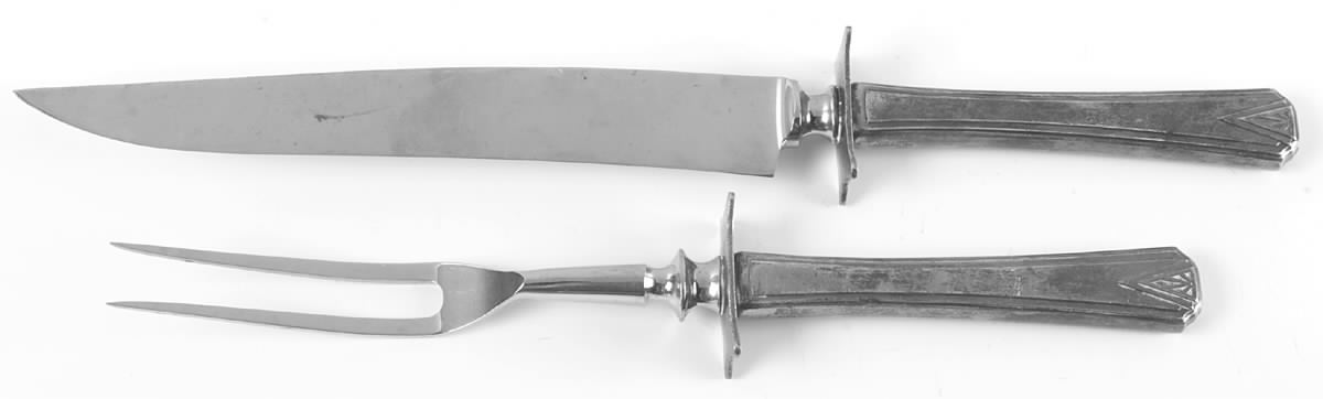 Deauville (Silverplate, 1929) Large 2-Piece Roast Carving Set w/Stainless Blade by Oneida Silver-1
