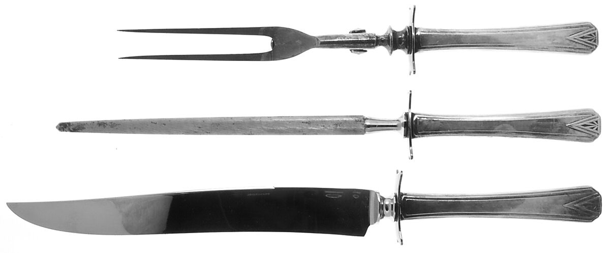 Deauville (Silverplate, 1929) Large 3-Piece Roast Carving Set w/ Stainless Blade by Oneida Silver-1