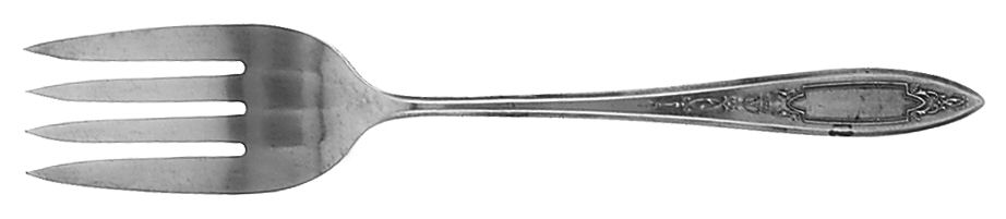 Debutante-Grandeur-Princess (Slvp, 1934, No Monos) Medium Solid Cold Meat Serving Fork by Oneida Silver-1
