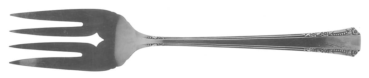 Del Mar (Silverplate, 1939) Medium Solid Cold Meat Serving Fork by Oneida Silver-1