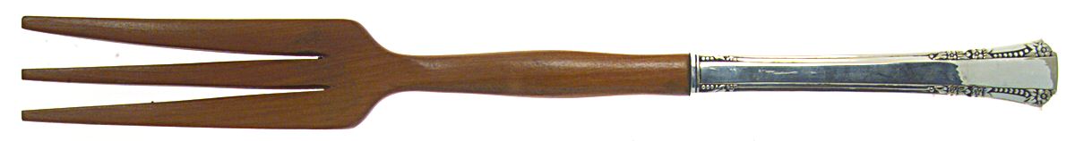 Del Mar (Silverplate, 1939) Salad Serving Fork with Wooden Prongs by Oneida Silver-1